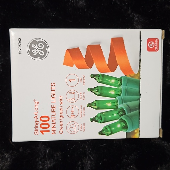 2 - 100 Mini-Lights Strands-Clear GE Light Set-HT Green Light Set-20+ft Each-NEW - Picture 2 of 6